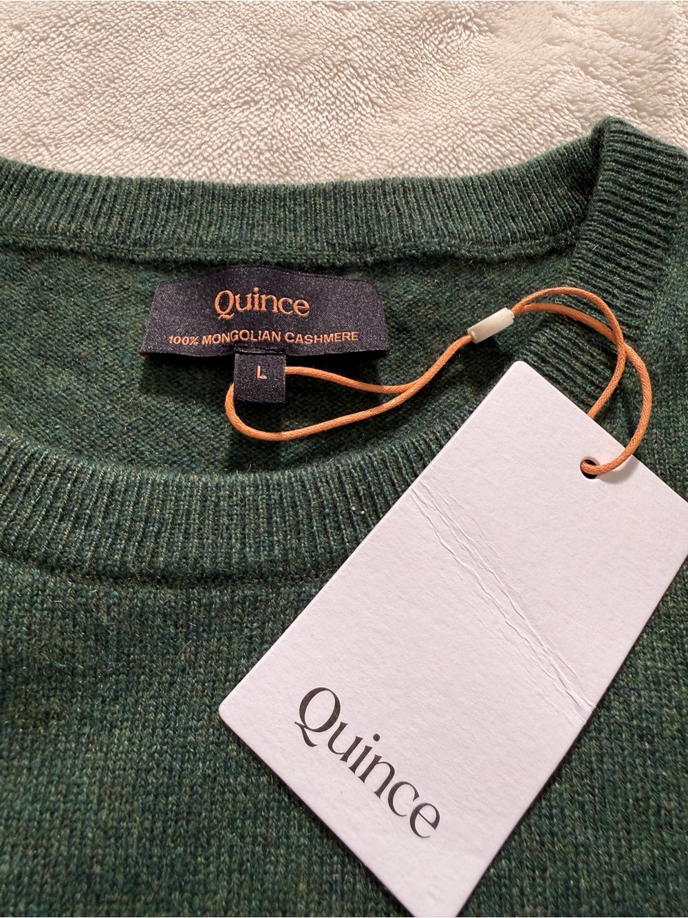 NWT Quince 100% Mongolian Cashmere Crewneck Sweater Forest Floor Green Size L - Picture 3 of 7